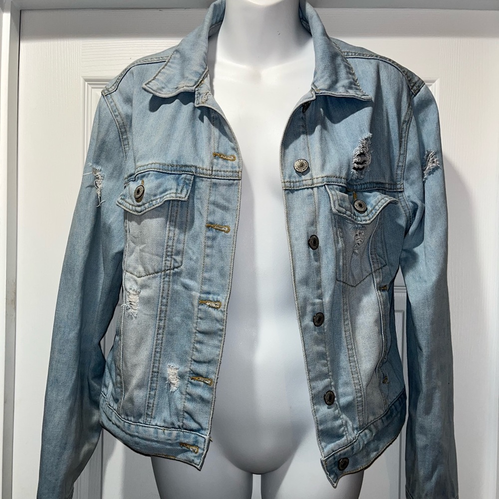 Forever 21 LA Girl Squad Distressed Denim Jacket - Picture 5 of 9